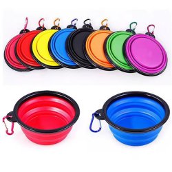 ظرف سیلیکونی تاشو آب و غذای مسافرتی حیوانات 350 میلی لیتری